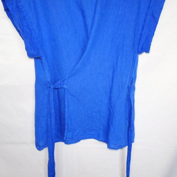 Zara Cobalt Blue Linen Wrap Top - Picture 4 of 5